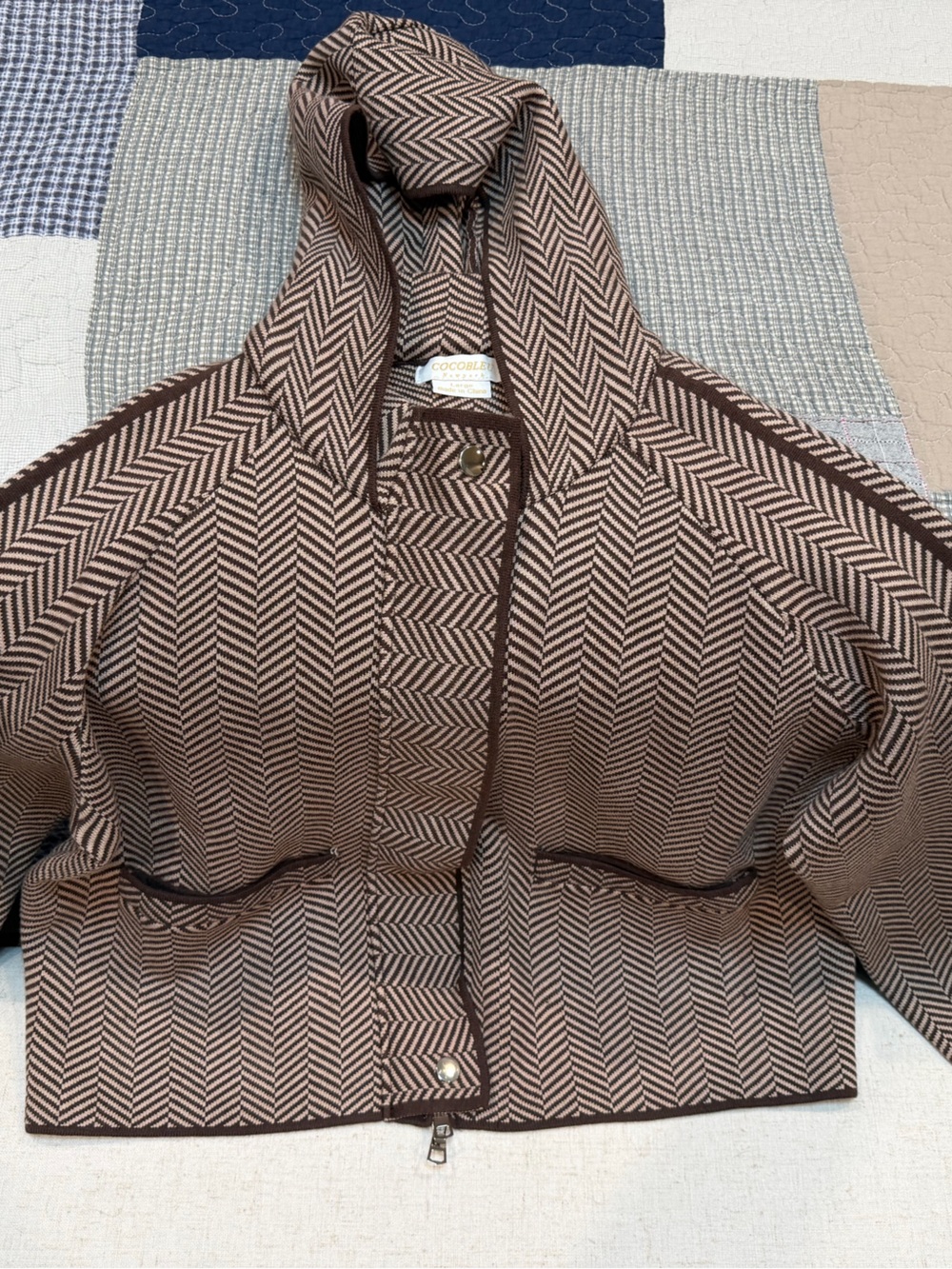 Brown Chevron Hooded Utility Jacket Women’s Large